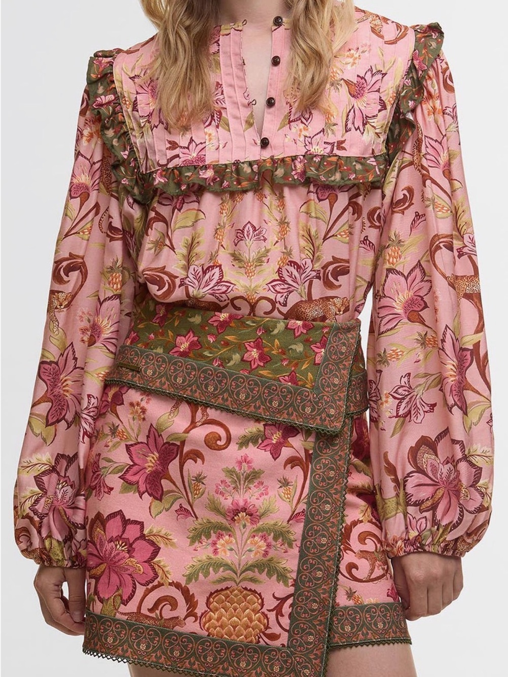 NWT Barbour x FARM RIO Cami Blouse Tropical Royalness Pink XS